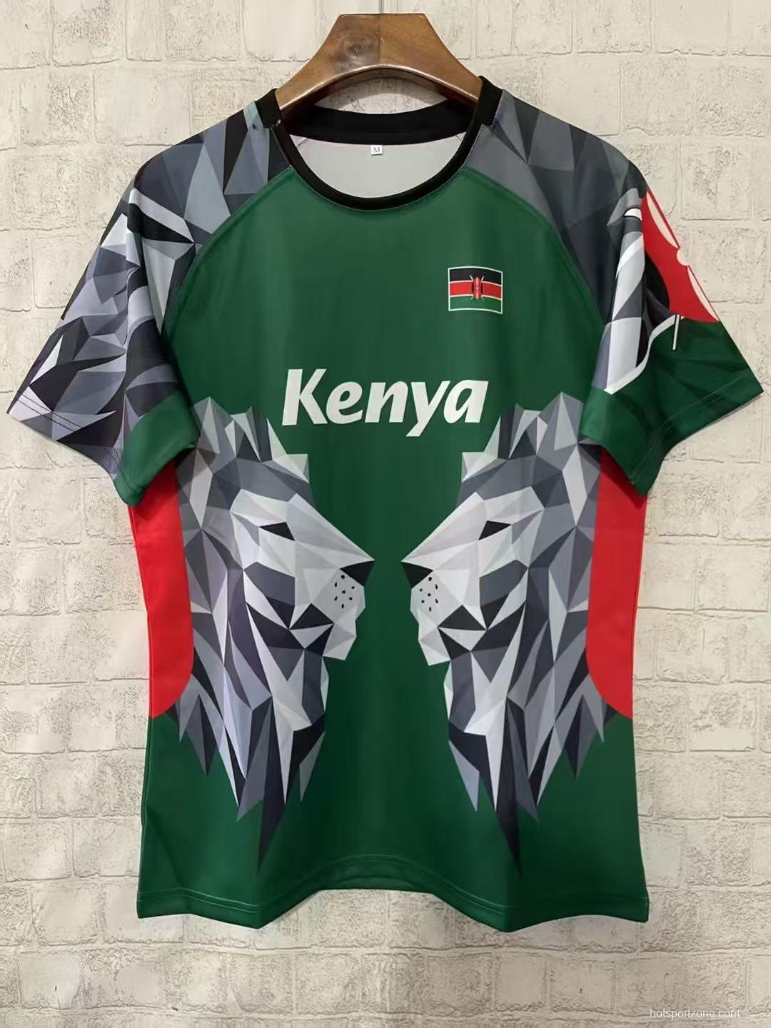 2026 Kenya Green Geometric Lion Jersey