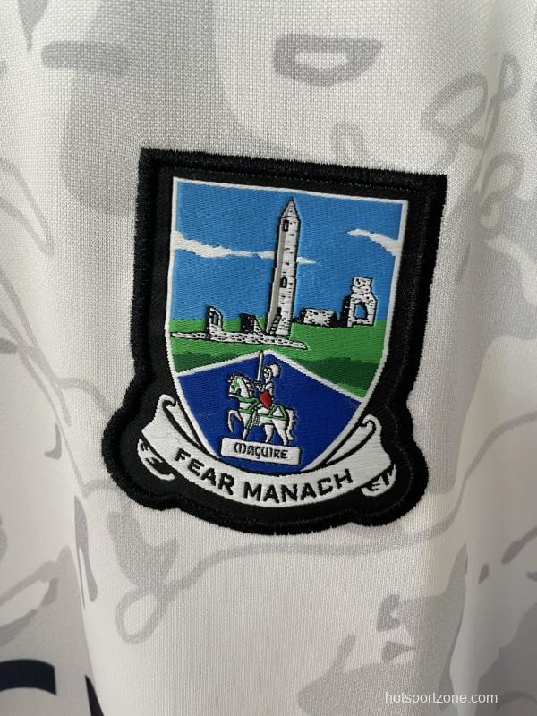 2026 Fermanagh GAA White with Grey Camouflage Pattern Jersey