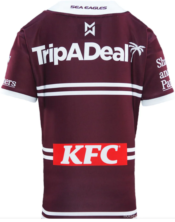 2025 Manly Warringah Sea Eagles Maroon with White Hoops Home Jersey