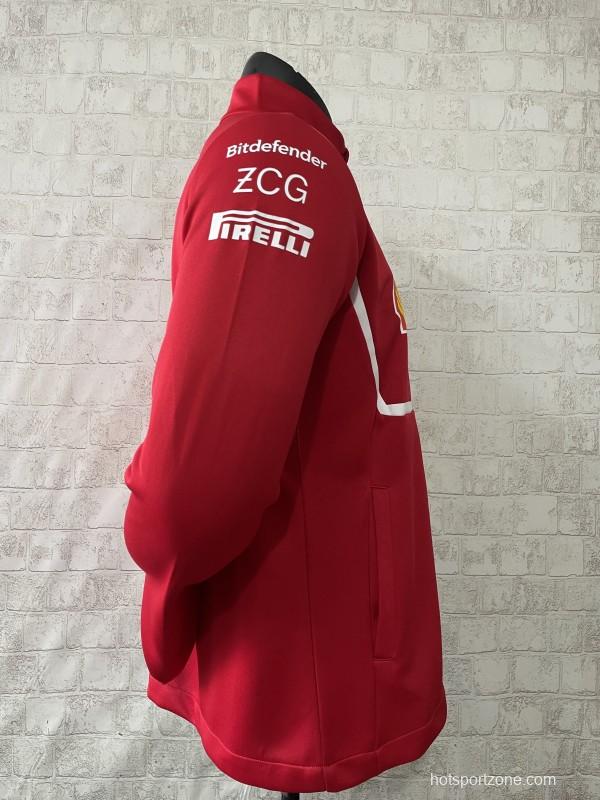 2025 F1 Scuderia Ferrari Red with White Stripe Team Jacket