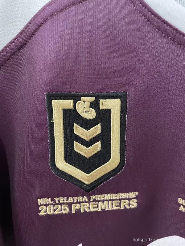 25/26 Brisbane Broncos  Maroon with Gold Stripes and 2025 Premiers Commemorative Champion Jersey