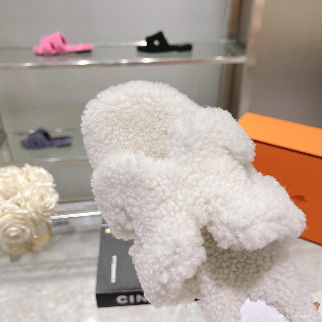 H Teddy Wool H Slippers Flat Sole - LY00240