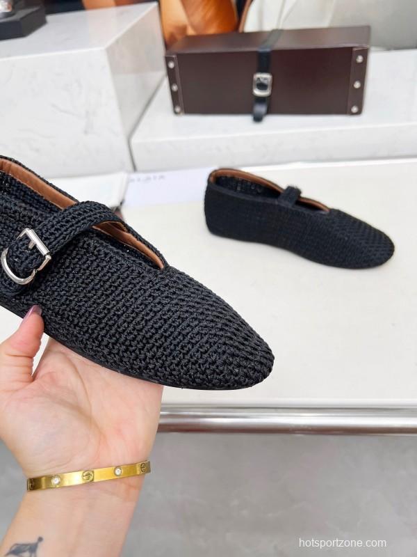 Alaia 2025/SS Knit Ballet Dance Shoes with Inner Arch Support and 0.8CM Height Increase - LY00310