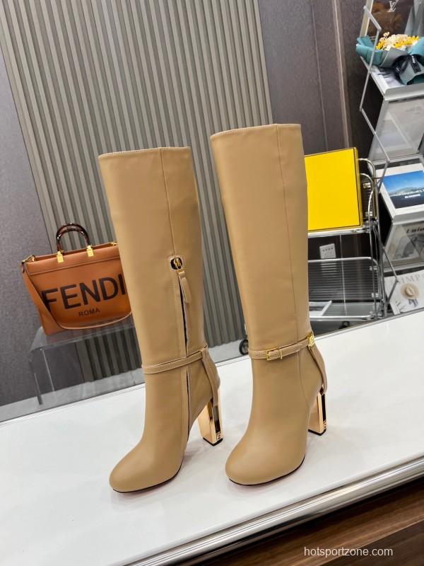 FENDI Delfina Round Toe Boots with FF Buckle - LY00520