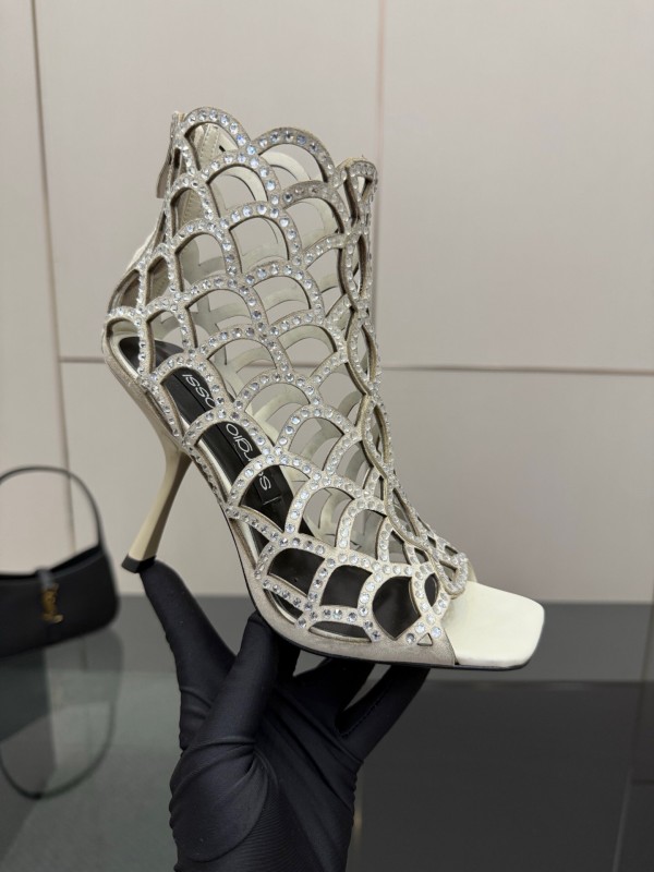 Sergio Rossi Mermaid Sandals 2025 SS Collection Elegant Fishnet High Heels - KFY00470