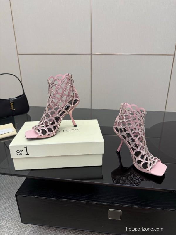 Sergio Rossi Mermaid Sandals 2025 SS Collection Elegant Fishnet High Heels - KFY00470