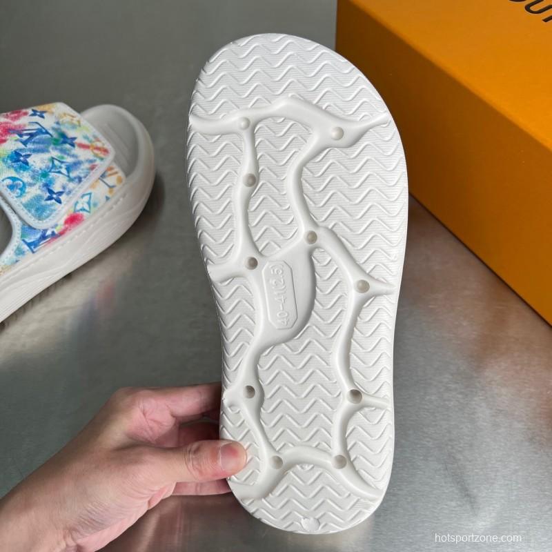 Louis Vuitton Miami Mule Slip-On Sandals with Velcro Strap - YC