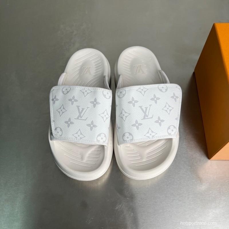 Louis Vuitton Miami Mule Slippers with Hook and Loop Closure - YC