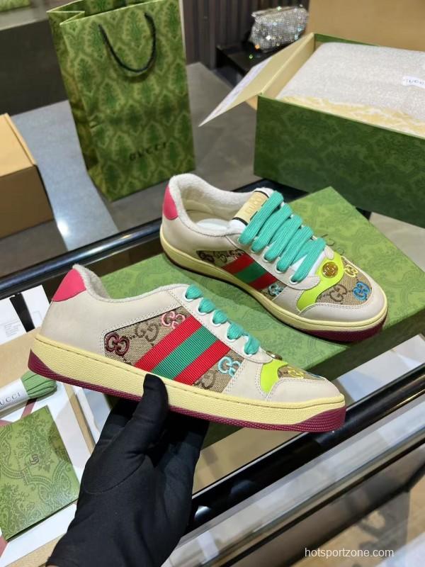Gucci Distressed Sneakers 2025 SS Retro Design with Metal GG Logo - AS00270