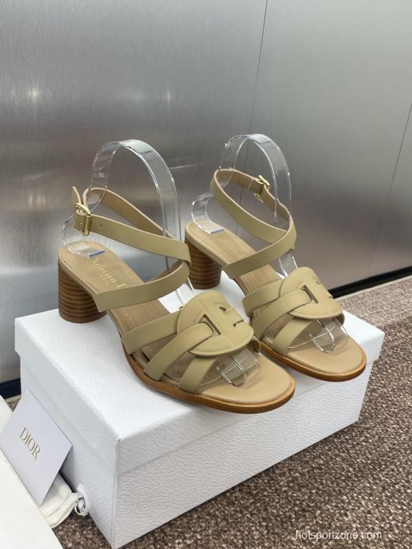 Dior D-Club Jelly Color Hollow Layered Cross Strap Mid Heel Women's Shoes - KFY00290