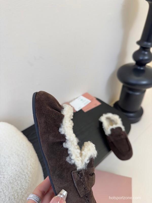 MIUMIU Platform Loafers with Wool Design - KFY00320