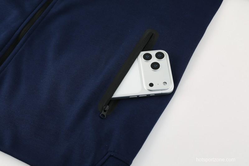 25/26 Barcelona 01 Royal Blue Hoodie Full Zipper Jacket+Long Pants