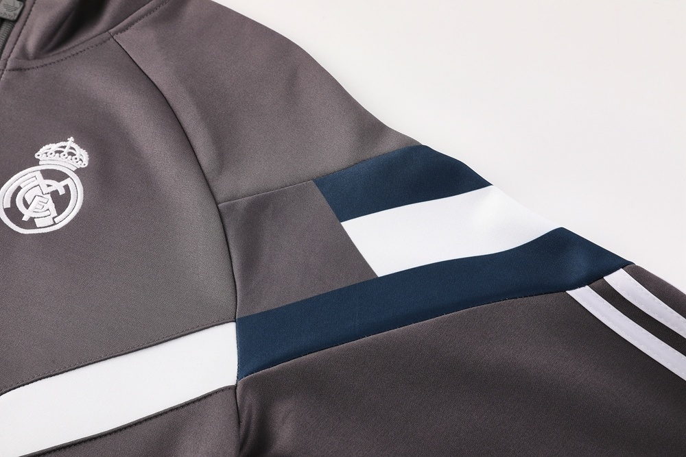 25/26 Real Madrid Light Grey Full Zipper Jacket+Long Pants
