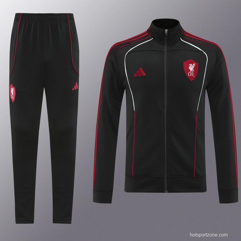 25/26 Liverpool FC Black  Full zipper Jacket Tracksuit+ long pants