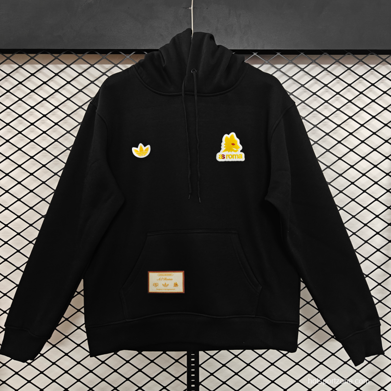 25/26 Adidas x AS Roma Retro  Embroidered Logo Hoodie 9 Colors