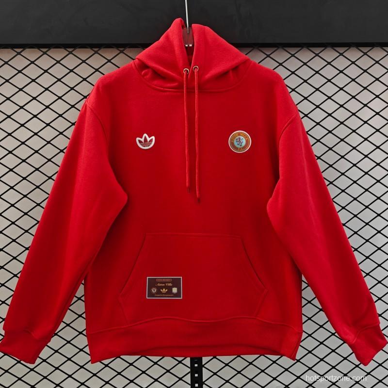 Player Version 2026  Aston Villa x Adidas Home Embroidered Fleece Hoodie 9 Colors