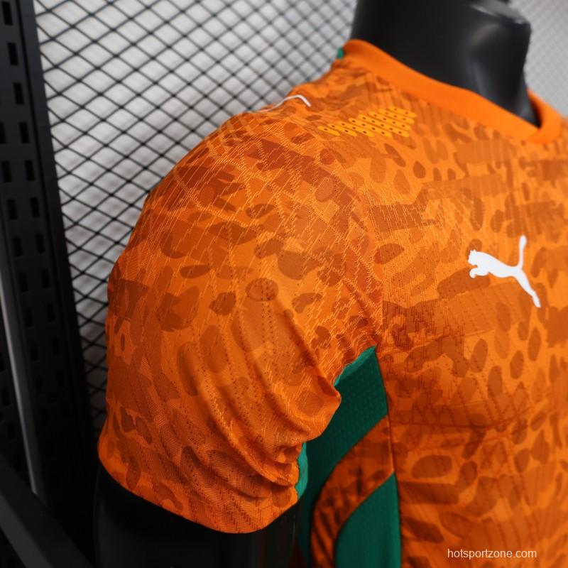 2026 Player Version Ivory Coast Orange with Leopard Pattern Jersey