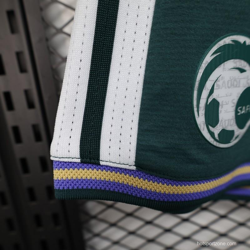 2026 Player Version Saudi Arabia Green with White Side Stripes  Shorts