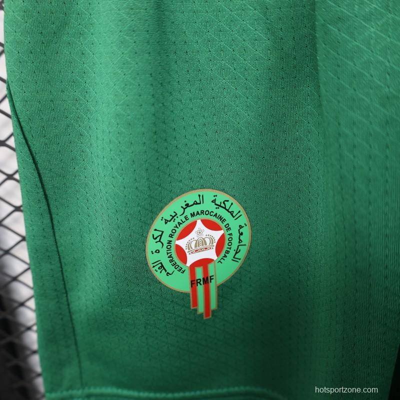 2026 Player Version Morocco Green with Red Side Panels Shorts
