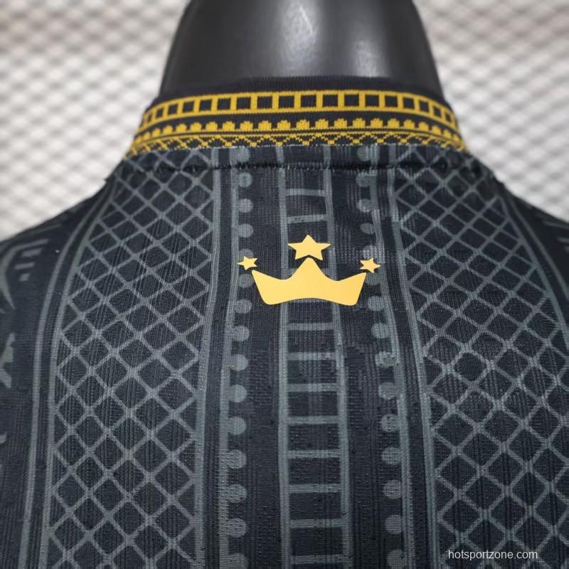 2026 Player Version Brazil Black with Gold Geometric Tribal Pattern Jersey