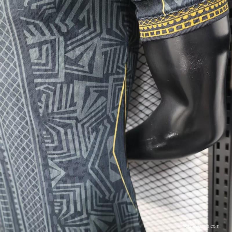 2026 Player Version Brazil Black with Gold Geometric Tribal Pattern Jersey