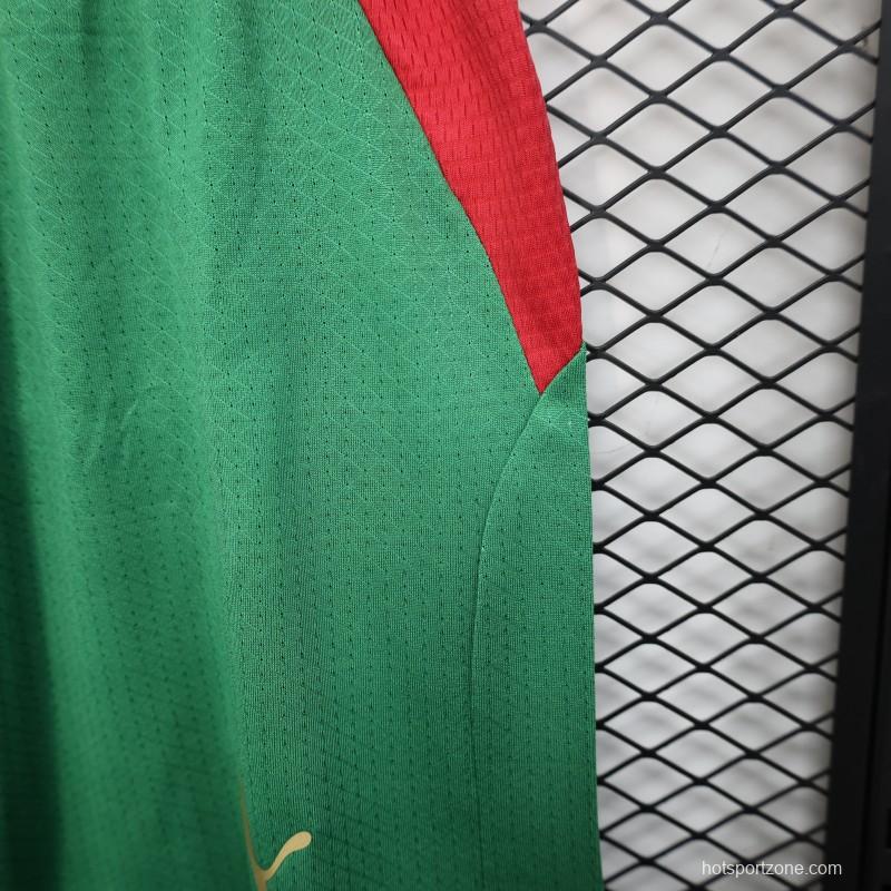 2026 Player Version Morocco Green with Red Side Panels Shorts
