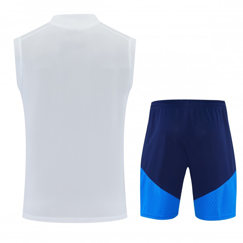 26/27 Colombia White Sleeveless Training Vest +Navy Blue Shorts Set