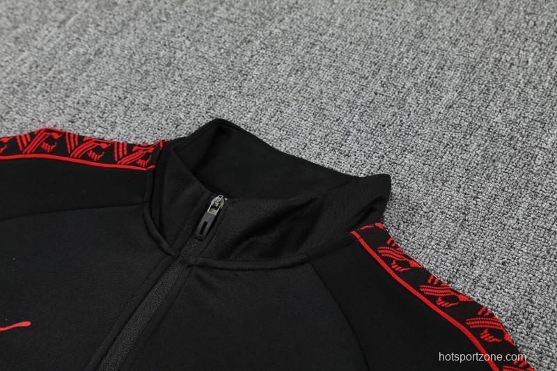 25/26 AC Milan Black Full Zipper Jacket Tracksuit + Long Pants