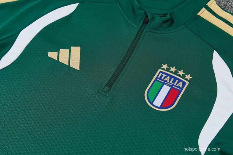 26/27 Italy Green Half Zipper Jacket Tracksuit + Long Pants