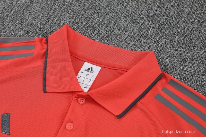 26/27  Bayern Munich Red Polo Training Shirt +Grey  Long Pants Tracksuit