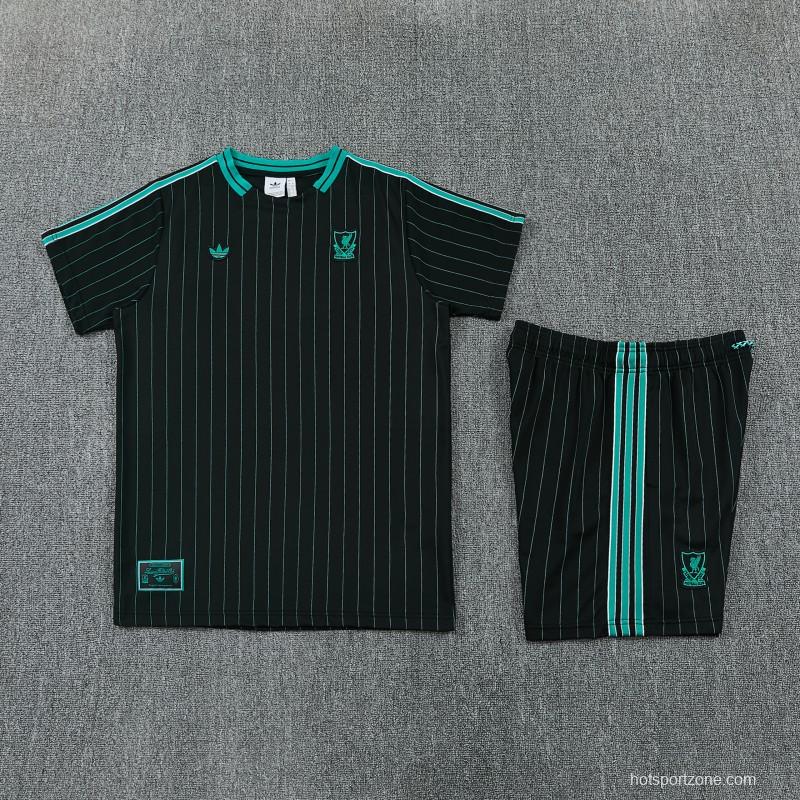 26/27  Liverpool  Black Short Sleeve+Soccer Shorts