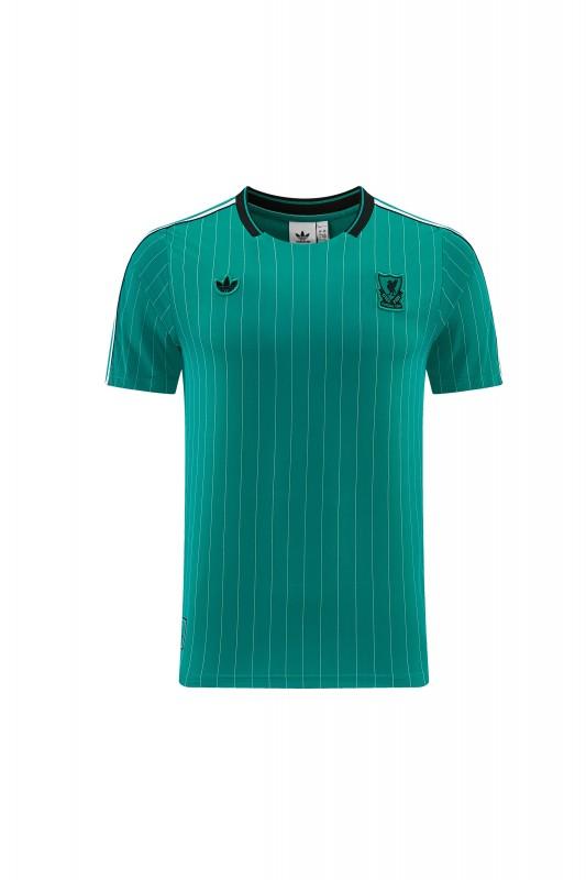 26/27 Liverpool   Green Pinstripe  Short Sleeve+Soccer Shorts