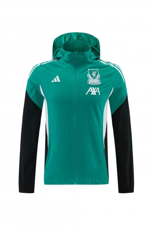 26/27 Liverpool Green Full Zipper Hooded Jacket Tracksuit + Black Long Pants