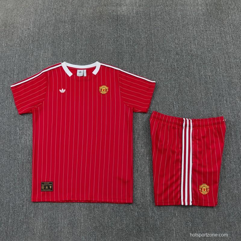 26/27  Manchester United Red Short Sleeve+Soccer Shorts