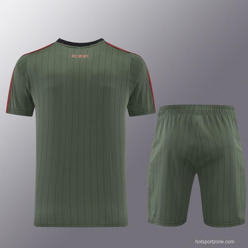 26/27 Bayern München  Forest Green  Pinstripe  Short Sleeve+Soccer Shorts