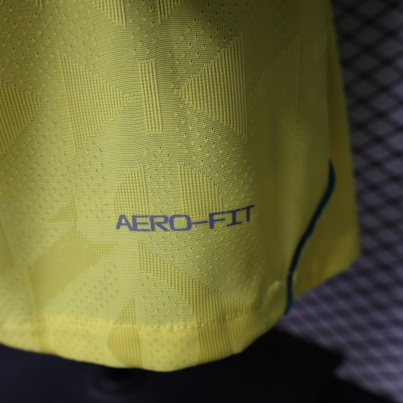 Player Version 2026 Brazil  Yellow with Geometric Pattern Home Long Sleeve Jersey