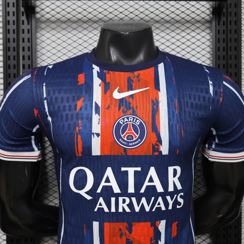 Player Version 25/26 Paris Saint-Germain Navy Blue with Orange Brushstroke Home Jersey