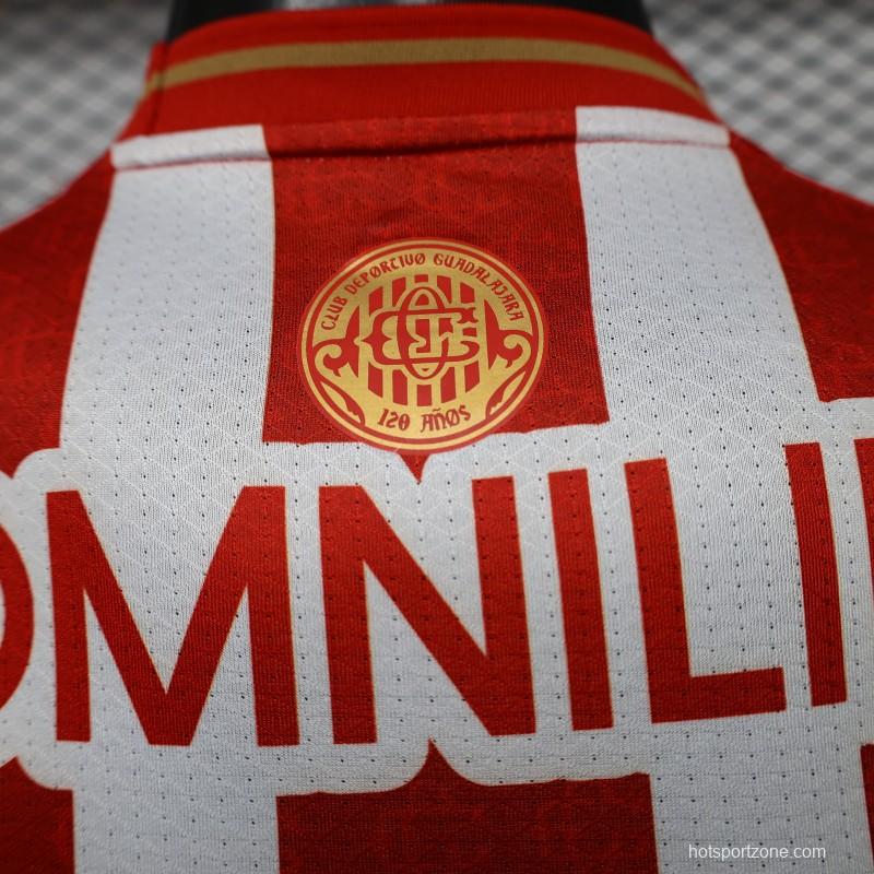 Player Version 26/27 Chivas de Guadalajara Red & White Stripes Home Jersey