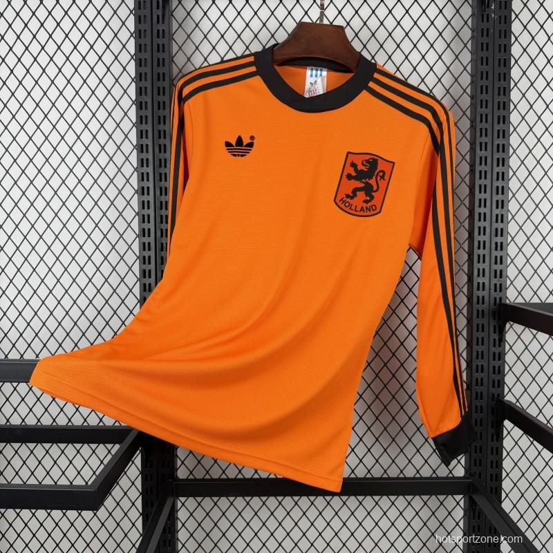1980 Retro Netherlands Home Long Sleeve Jersey
