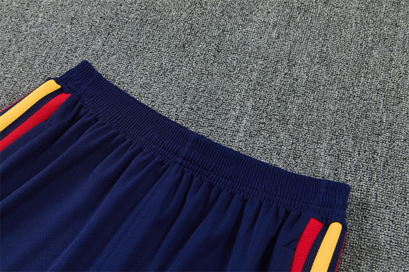 2026 Spain Navy Blue Multi-Color Diagonal Stripe Short Sleeve+Soccer Shorts