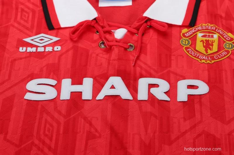 Retro Kids 92/94 Manchester United Red Home Jersey