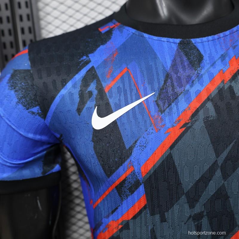 Player Version 2026 Croatia Third Special Edition Blue with Abstract Geometric Brushstroke Pattern Jersey