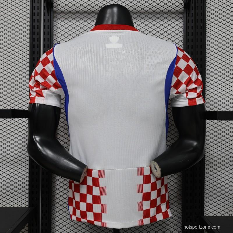 Player Version 2026 Croatia Home White & Red with Gradient Checkerboard Pattern Jersey