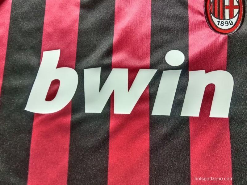 Retro 09/10 Kids AC Milan Home Long Sleeve Jersey