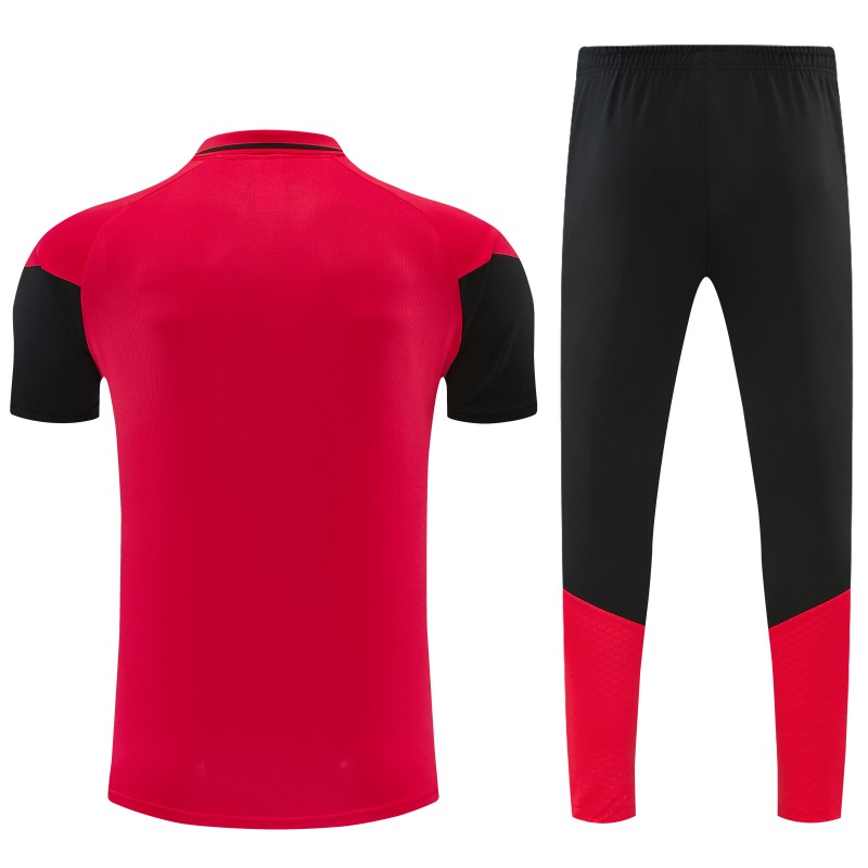 2026 German Red & Black Half-Zip Polo Short Sleeve Tracksuit + Long Pants