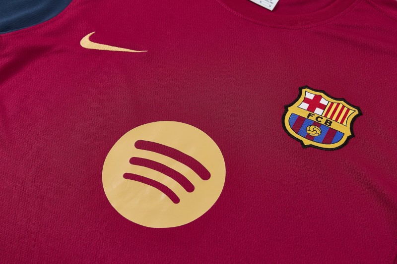 26/27 FC Barcelona Burgundy Red  Short Sleeve + Navy Blue Soccer Shorts
