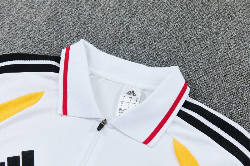 2026 German White & Black Half-Zip Polo Short Sleeve Tracksuit + Long Pants