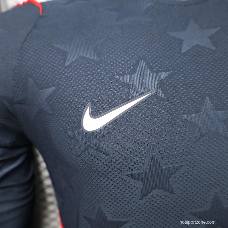 Player Version 2026 USA Navy Blue with Tonal Star  Long Sleeve Away Jersey
