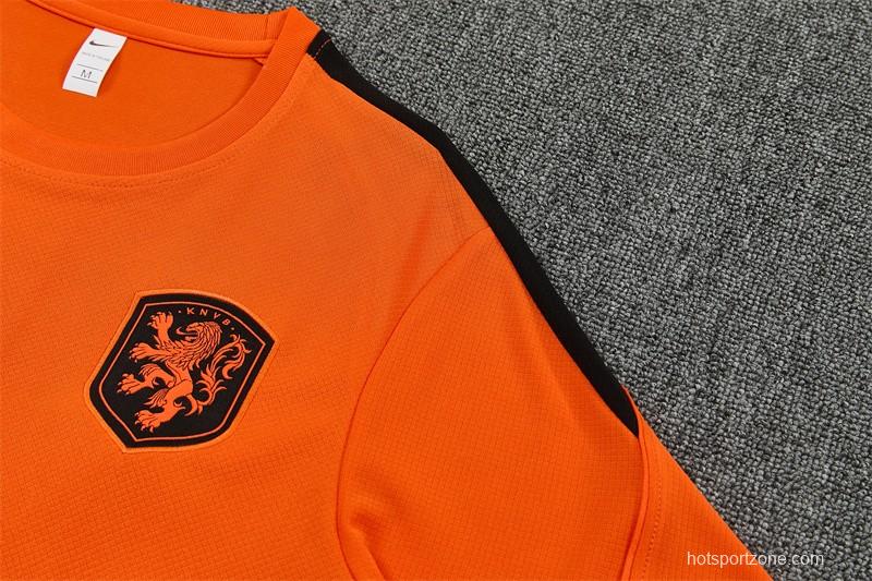 26/27 Netherlands Home Orange Short Sleeve + Soccer Shorts