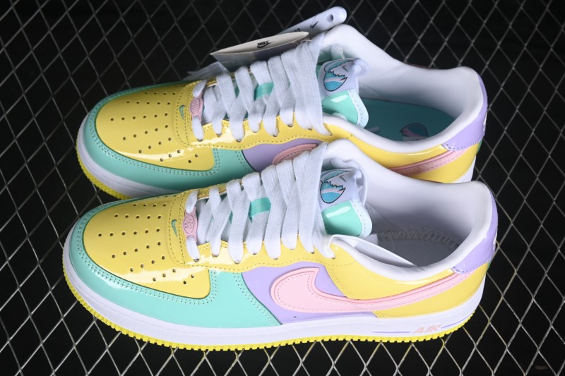 Nike Air Force 1 '07 Low Basketball Shoes with Patent Leather Color Blocking and Full-Length Air Cushion - IQ9706-701